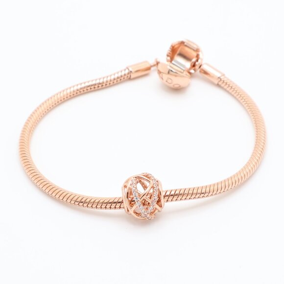 Pandora Moments Sterling Silver 14K Rose Gold Plated CZ Charm - Picture 6 of 6